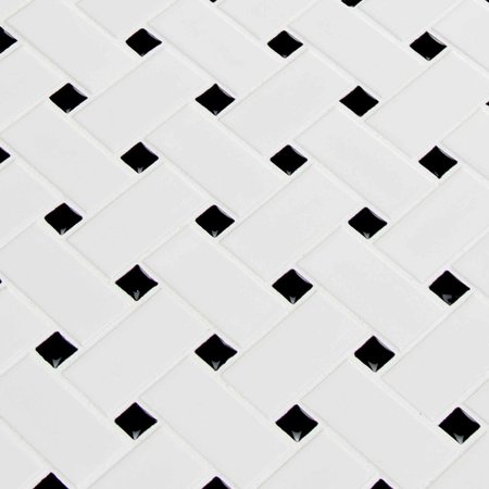 Msi Retro Weave Bianco SAMPLE Porcelain Mesh-Mounted Mosaic Tile ZOR-MD-0217-SAM
